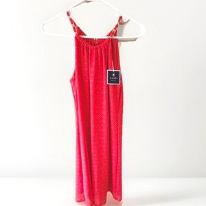 Womens Dress size XS Red Gold Sleeveless Halter Strappy Valentines  Party  NWT